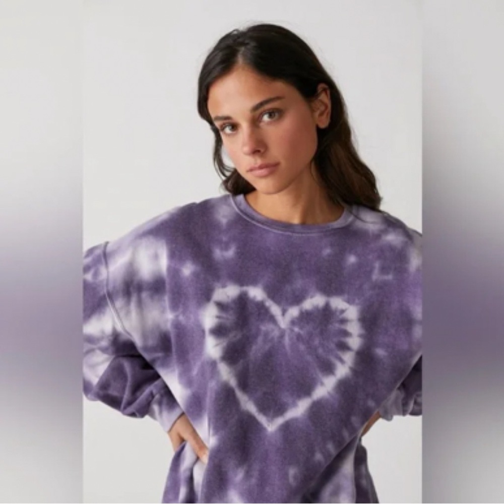 Viral Urban Outfitters Tie Dye Purple Heart Crew Neck